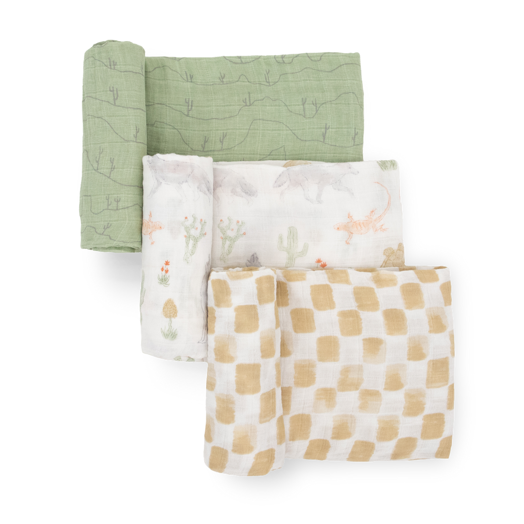 Little Unicorn Cotton Muslin Swaddle Blanket 3 Pack - Desert Night, soft baby blankets for newborns