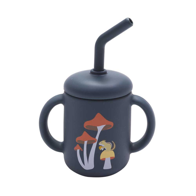 sugarbooger dark gray mushroom toddler sippy cup with straw 
