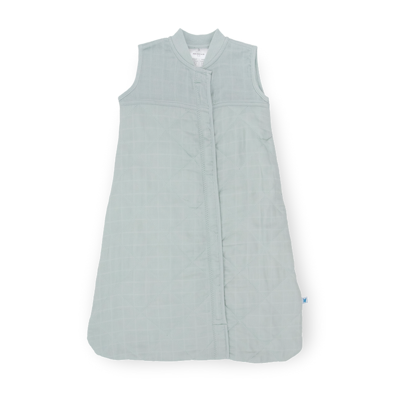 Little Unicorn Cotton Muslin Quilted Sleep Bag - Sea Salt, soft and cozy baby sleep bag for peaceful naps.