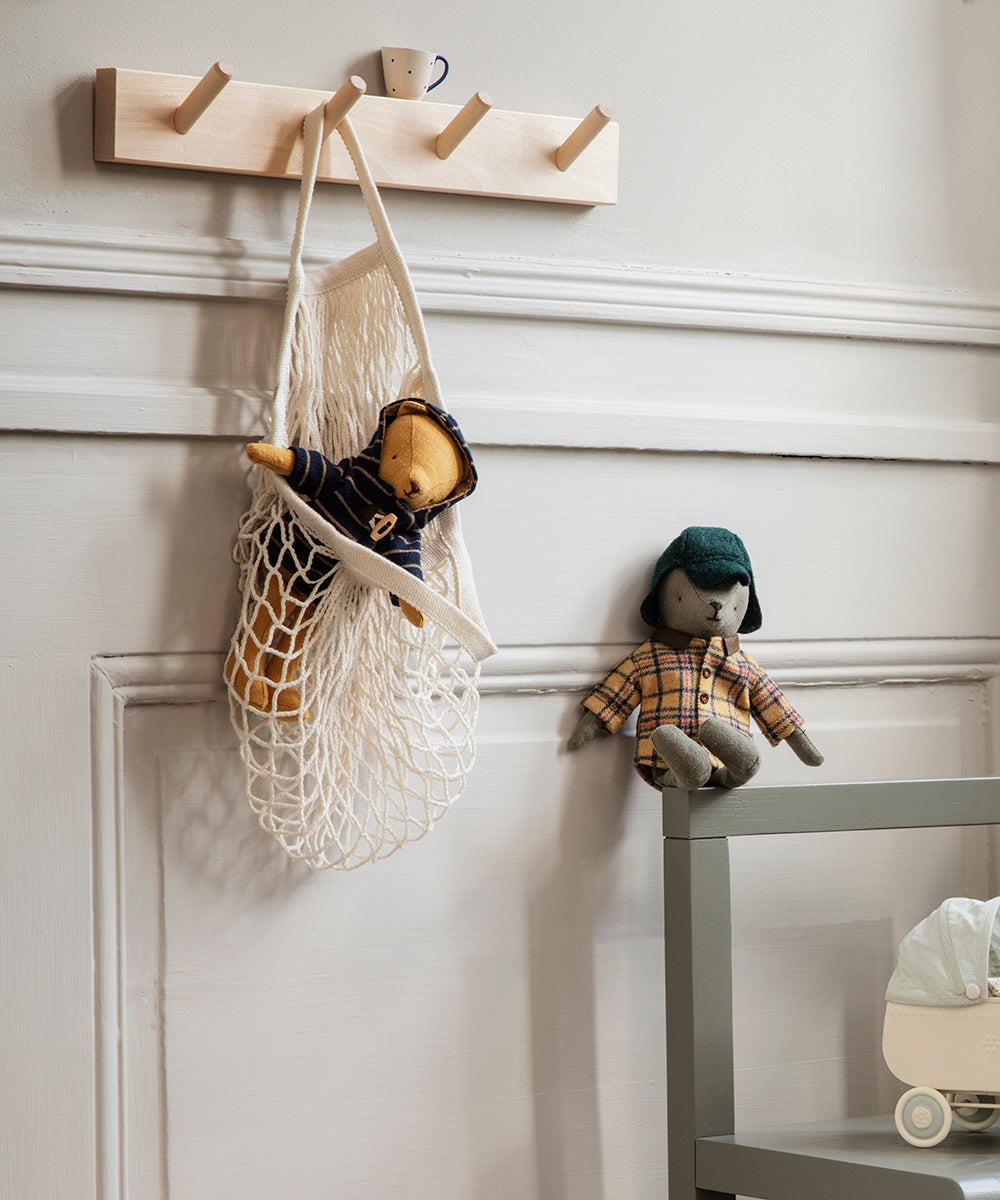 Close-up of Maileg Woodsman Outfit, Teddy Dad featuring soft fabrics, ideal addition to Maileg accessories