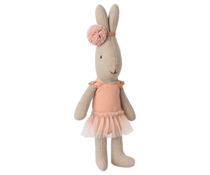 maileg micro bunny with ballet suit and skirt in blush pink
