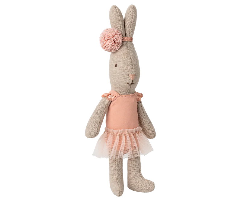 maileg micro bunny with ballet suit and skirt in blush pink