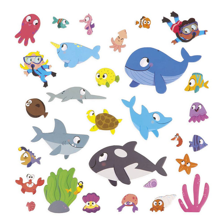 Educational magnetic toys: full 30-piece sea creature set from Janod's Magneti'stories Seabed
