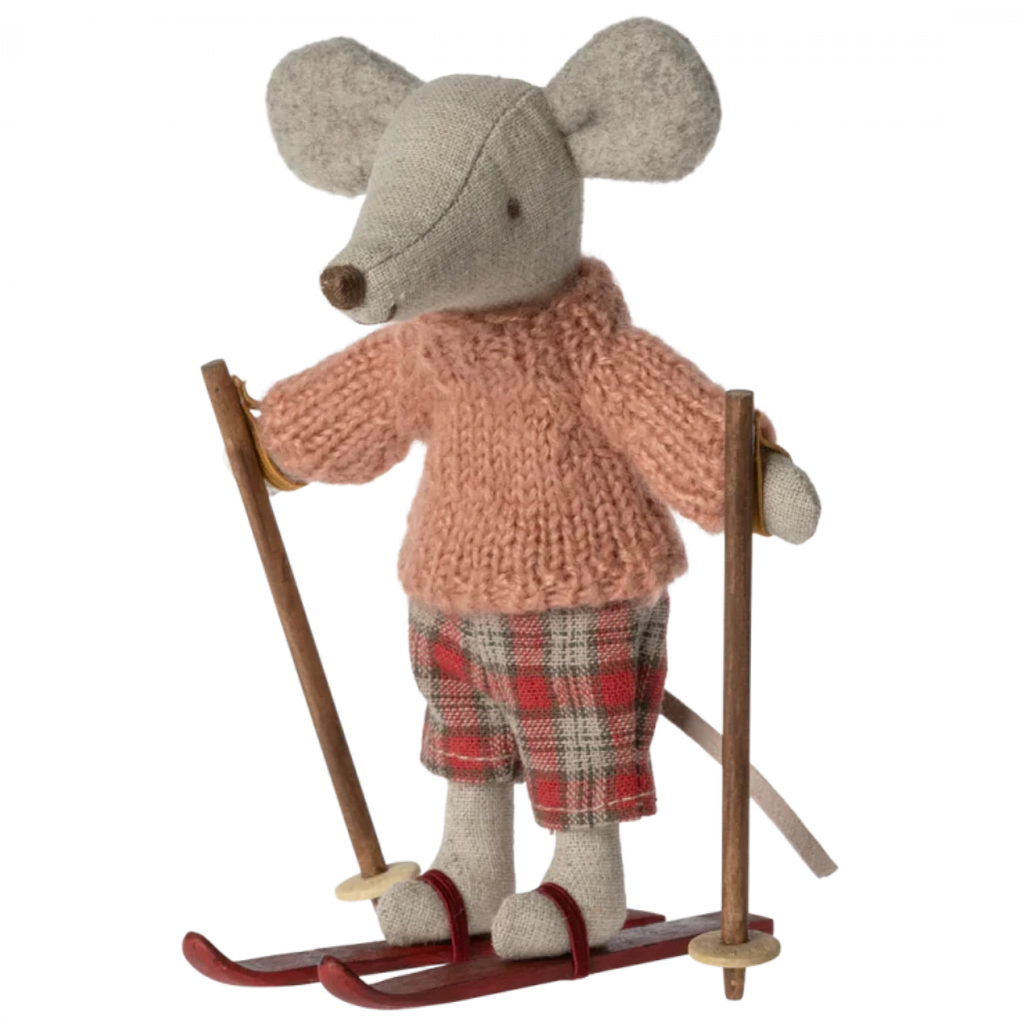 Winter Big Sister Mouse with Ski Set. kids pretend play