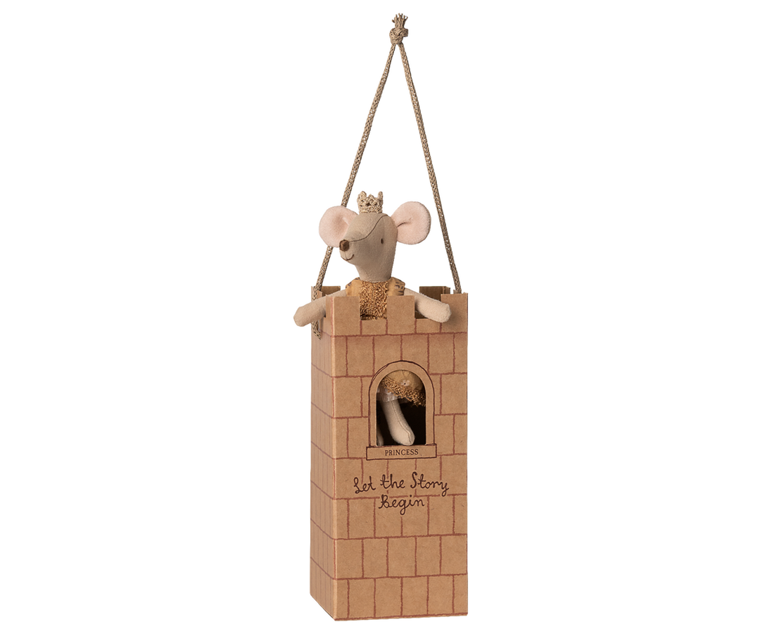 Tiny royalty comes alive with the Maileg Big Sister Princess Mouse in a Maileg mouse house.