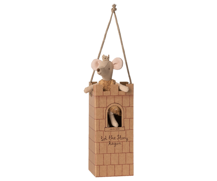 Tiny royalty comes alive with the Maileg Big Sister Princess Mouse in a Maileg mouse house.