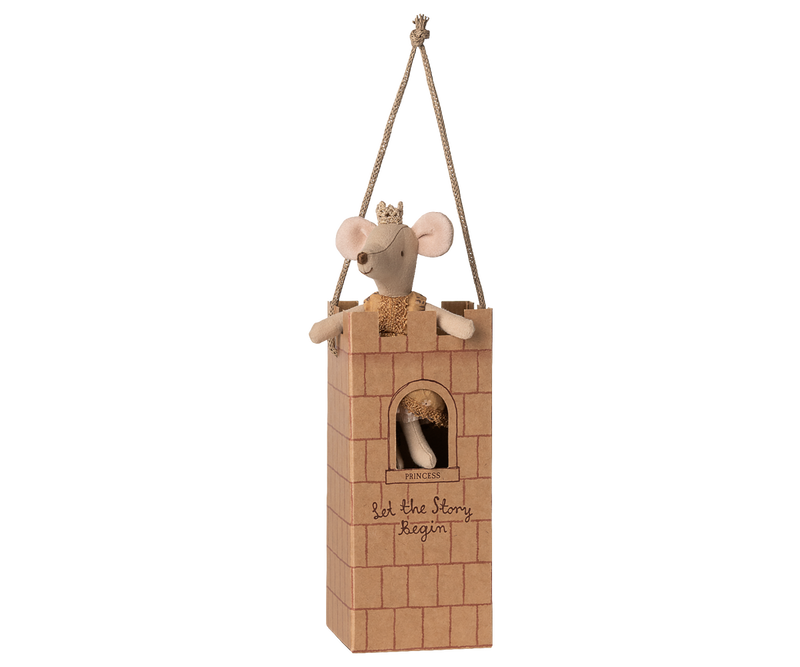 Tiny royalty comes alive with the Maileg Big Sister Princess Mouse in a Maileg mouse house.