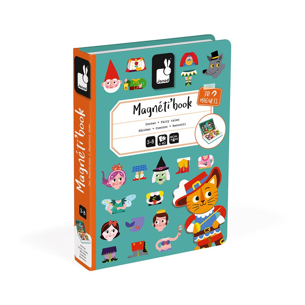 Back of box view for Janod Magneti'book Fairy Tales magnetic playset