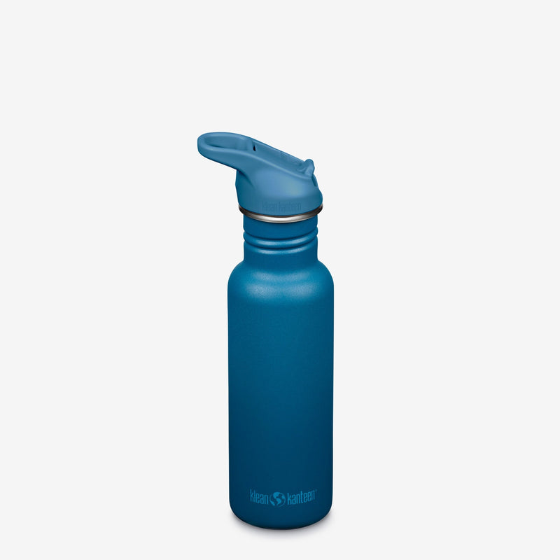 Corsair Klean Kanteen 18oz Classic with Flip Seal Sport Cap, highlighting leak proof design and sturdy construction