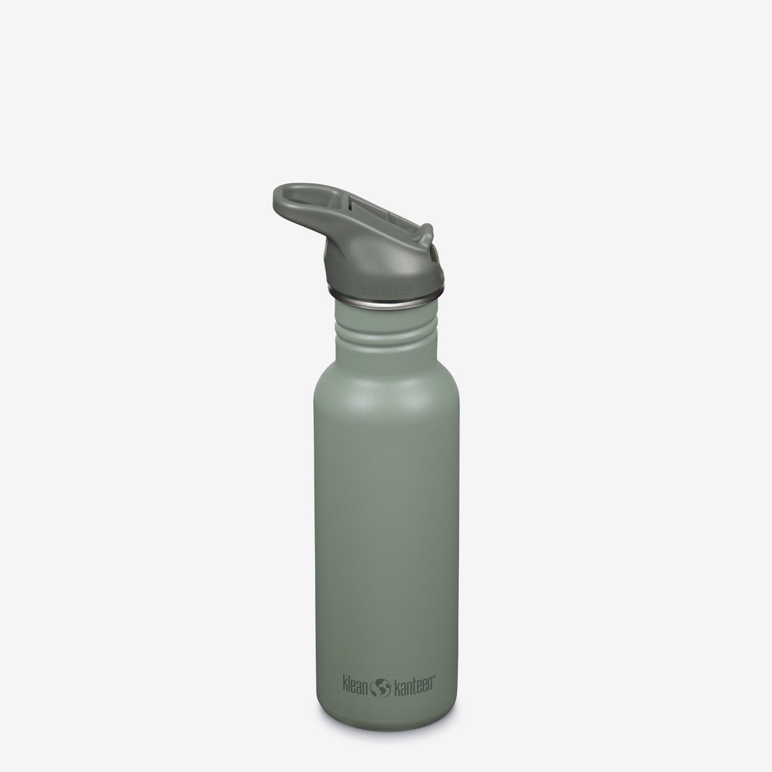 Sea Spray Klean Kanteen 18oz Classic with Flip Seal Sport Cap, featuring vacuum seal top and durable stainless steel