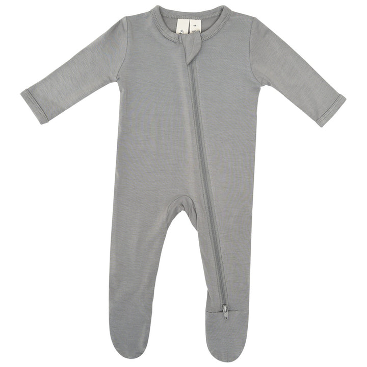Warm and snuggly, the Charcoal Kyte Baby Zippered Footie makes great baby footie pajamas.