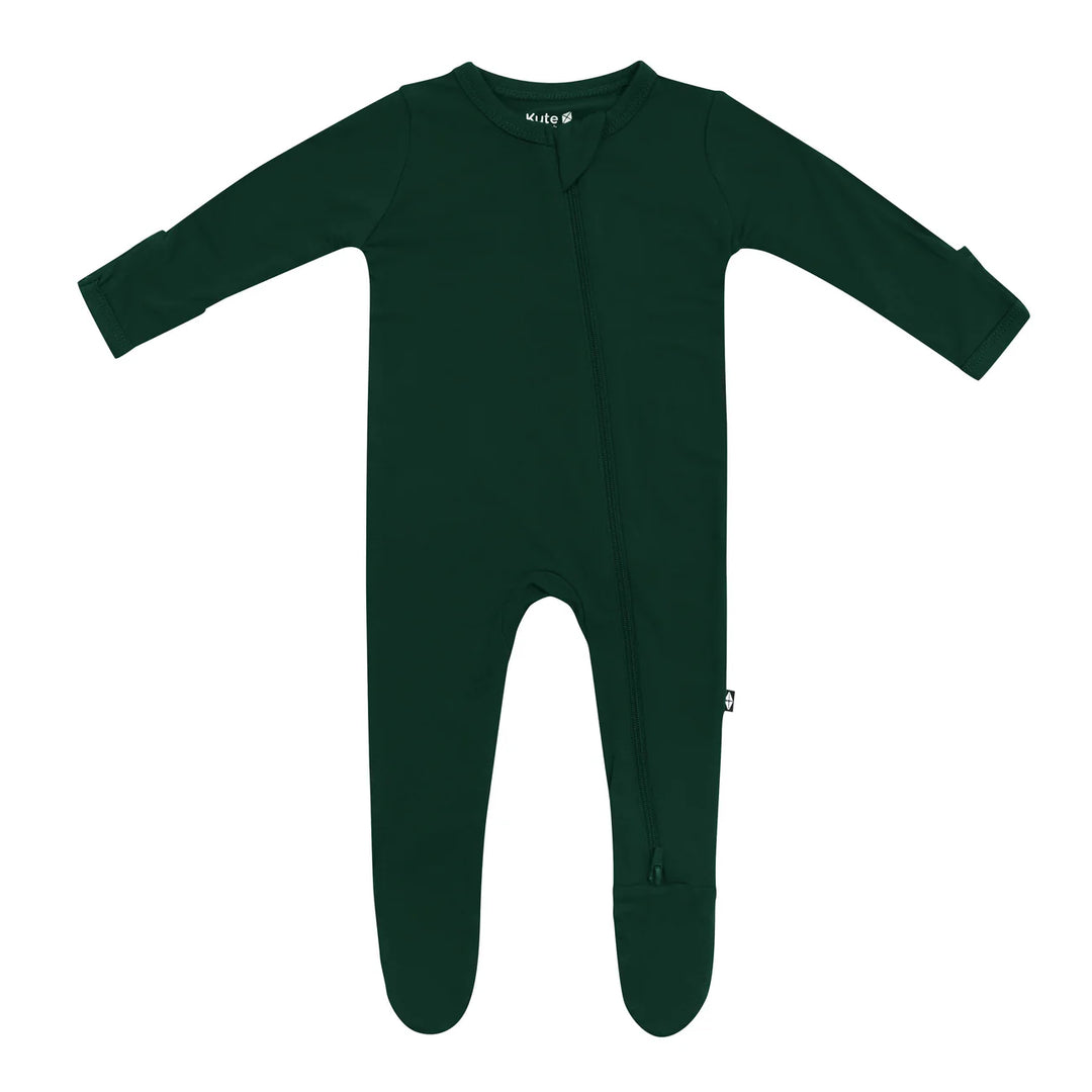 kyte baby newborn zip up footie pajama in evergreen