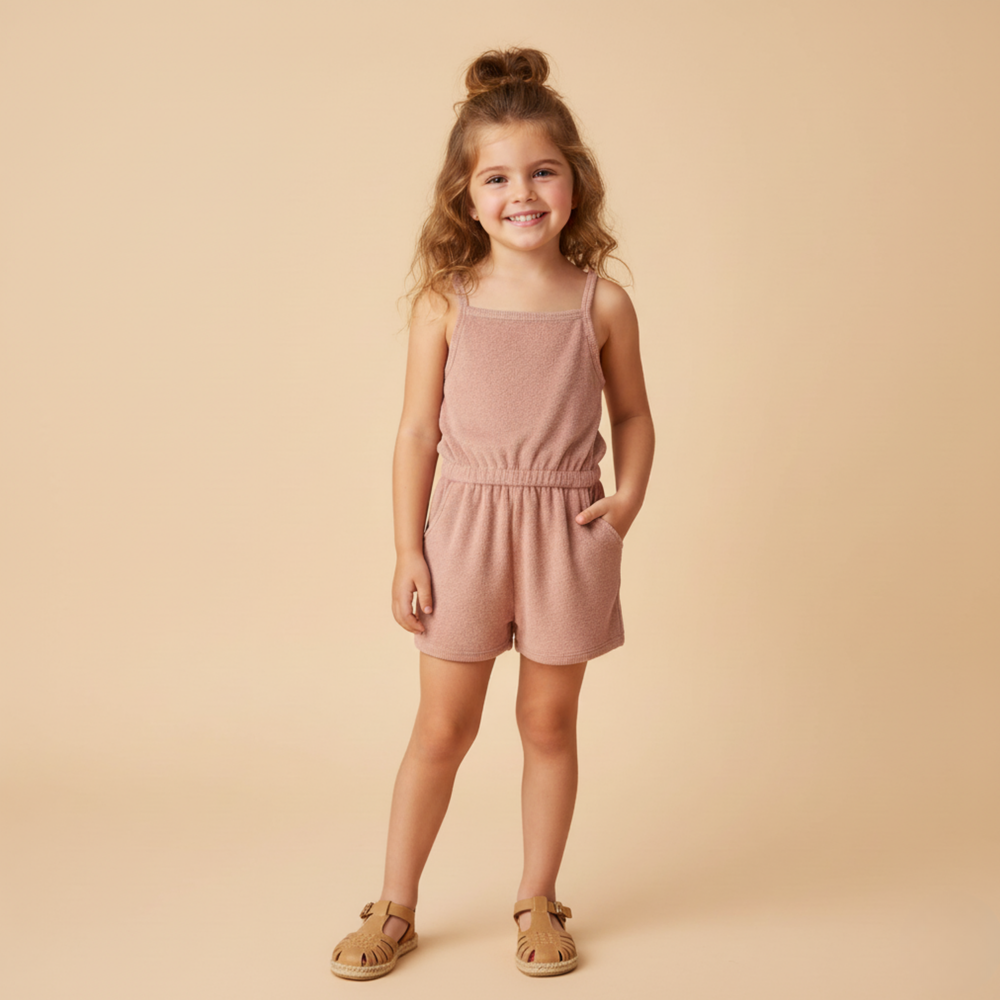 MakeMake Organics Clay Terry Tank Romper - earthy organic cotton toddler romper GOTS certified