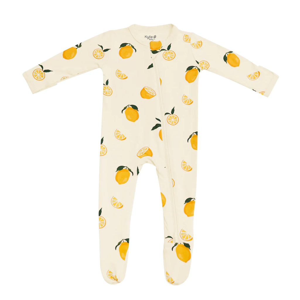 Kyte baby zippered romper bamboo cotton lemon print