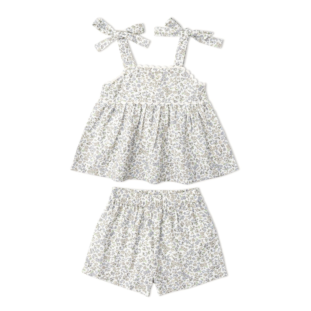 Organic Tie Up Top & Shorts Set - Tulle Floral