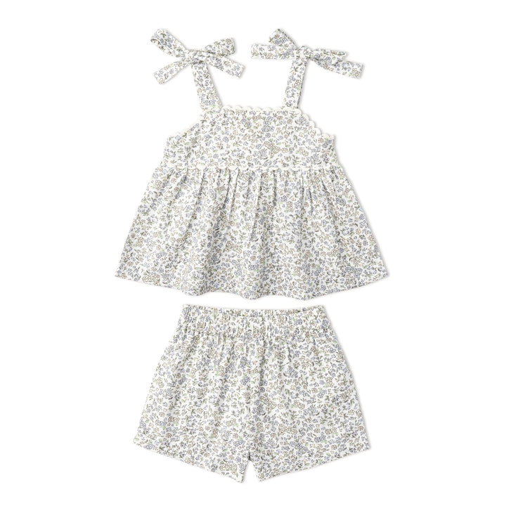 Organic Tie Up Top & Shorts Set - Tulle Floral