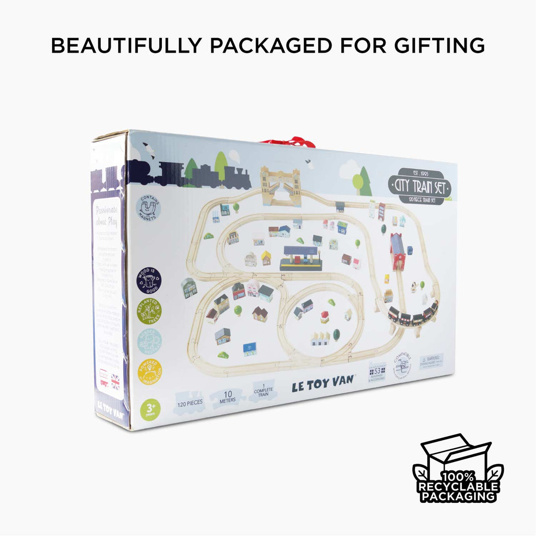 Pretend travel adventures start with the Le Toy Van London Train Set, a wood toy for imaginative kids.