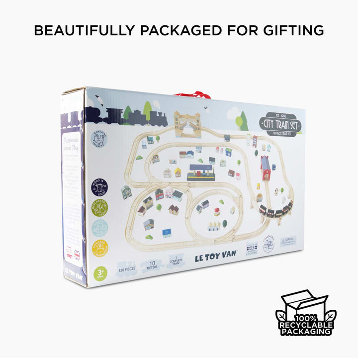 Pretend travel adventures start with the Le Toy Van London Train Set, a wood toy for imaginative kids.