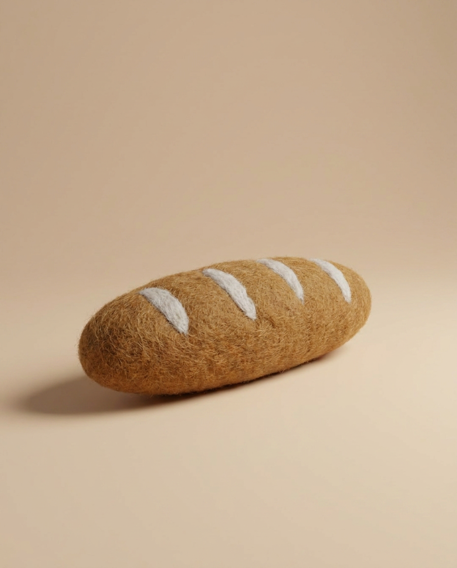 Felt French Baguette play food by Kaddu, ideal Montessori bakery set