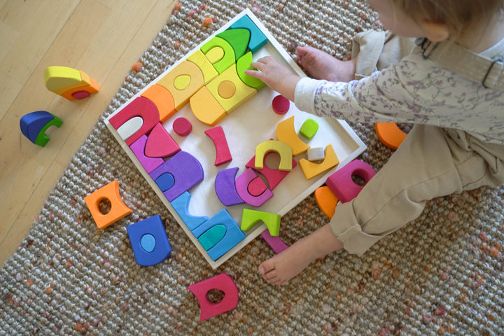 hand crafted goki wooden european house puzzle for baby 