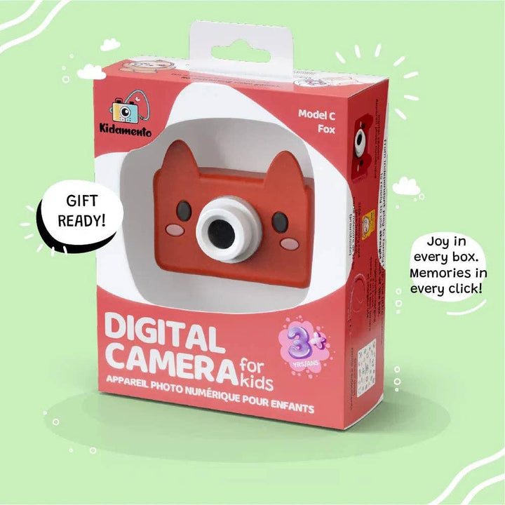 Kids digital camera, kiimento Fox Model C with pre-installed memory card and strap