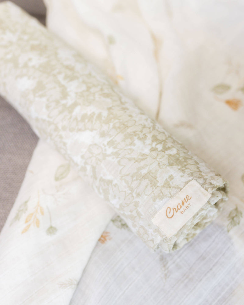 crane baby green willow floral crane baby swaddle for infant 