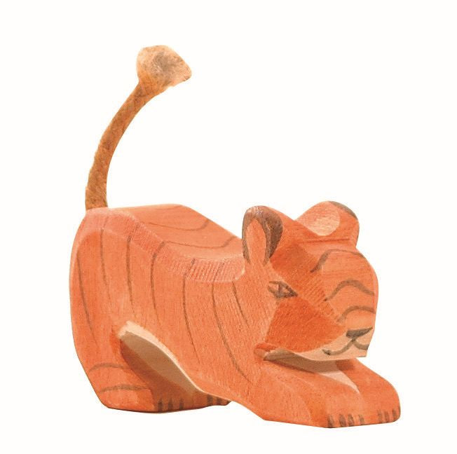 Handmade wooden tiger toy: Ostheimer Tiger, Small Lurking with plant-based watercolors