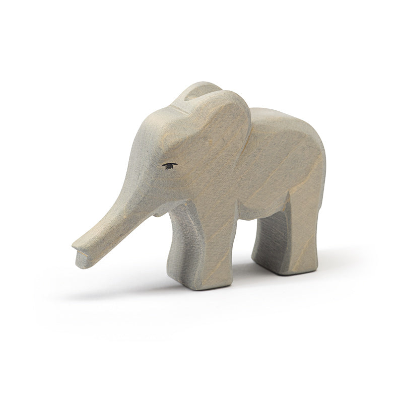 Ostheimer Elephant, Small Trunk Out, a hand-carved wooden elephant toy made in Germany