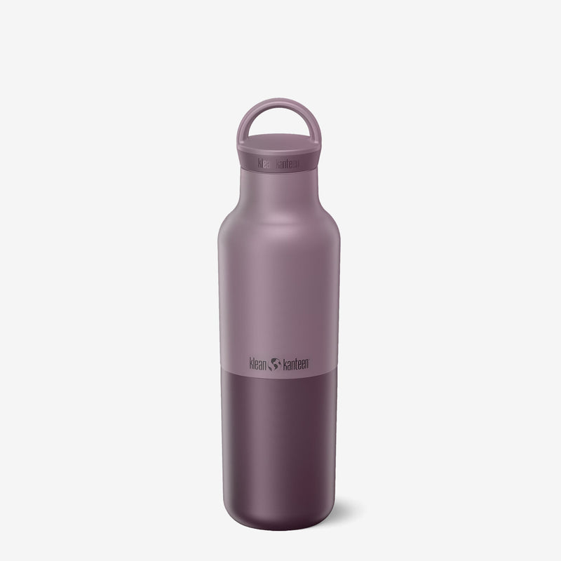 Dusty Orchid Klean Kanteen 20oz Rise Classic Bottle, built from recycled metal and ideal for hot or cold drinks.