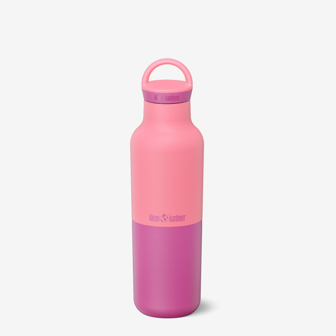 Klean Kanteen 20oz Rise Classic Bottle in Pink Lemonade, crafted from non toxic stainless steel for hydrating on the go.
