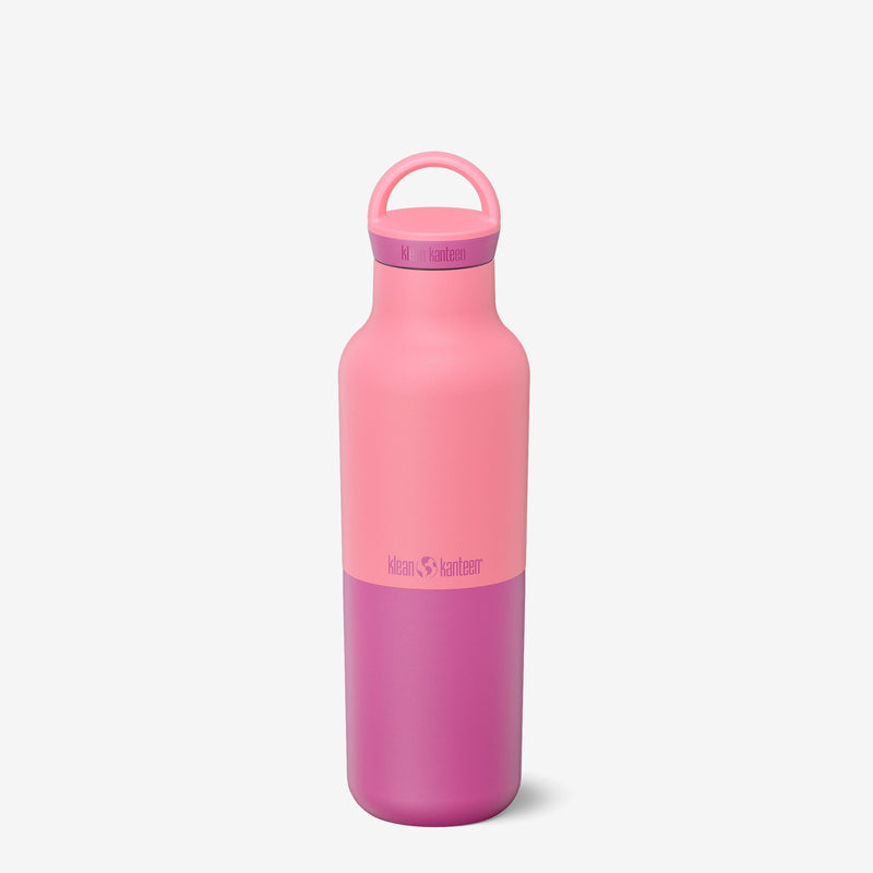 Klean Kanteen 20oz Rise Classic Bottle in Pink Lemonade, crafted from non toxic stainless steel for hydrating on the go.