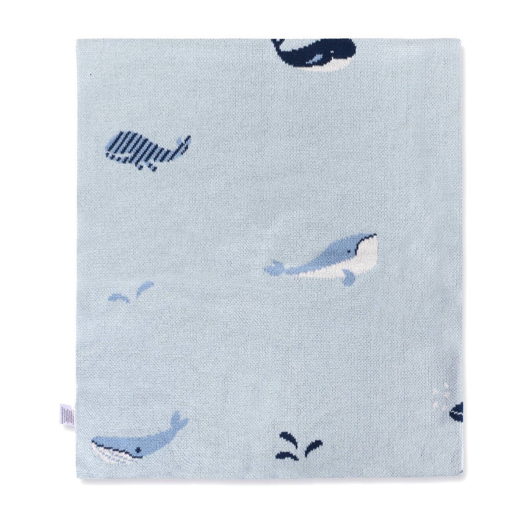 Snuggle your little one with Viverano Organics Whales Organic Cotton Jacquard Sweater Knit Baby Blanket, a top baby knit blanket.