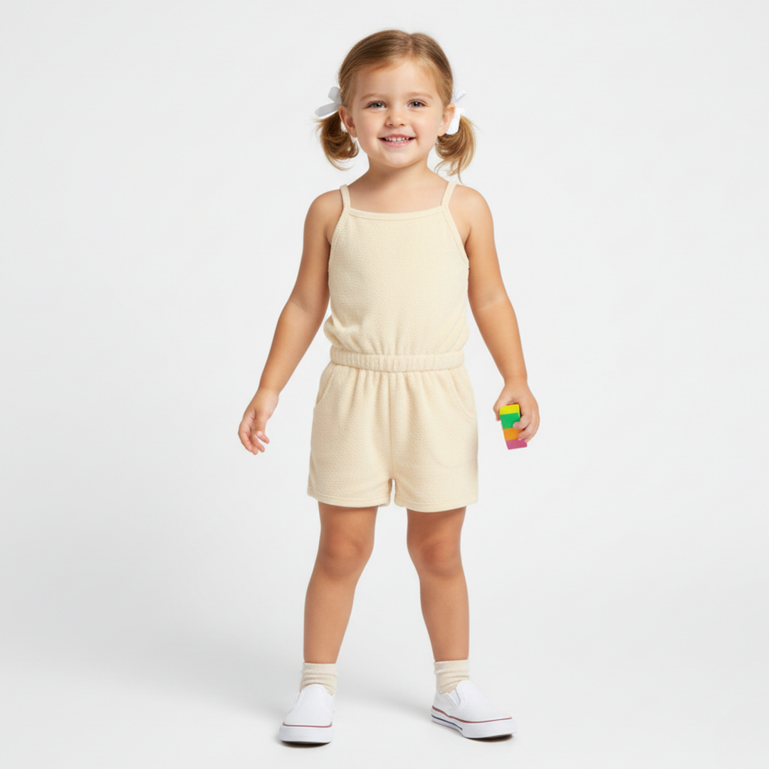 MakeMake Organics Butter Yellow Terry Tank Romper - GOTS certified organic cotton toddler romper