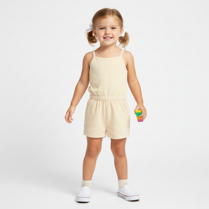 MakeMake Organics Butter Yellow Terry Tank Romper - GOTS certified organic cotton toddler romper