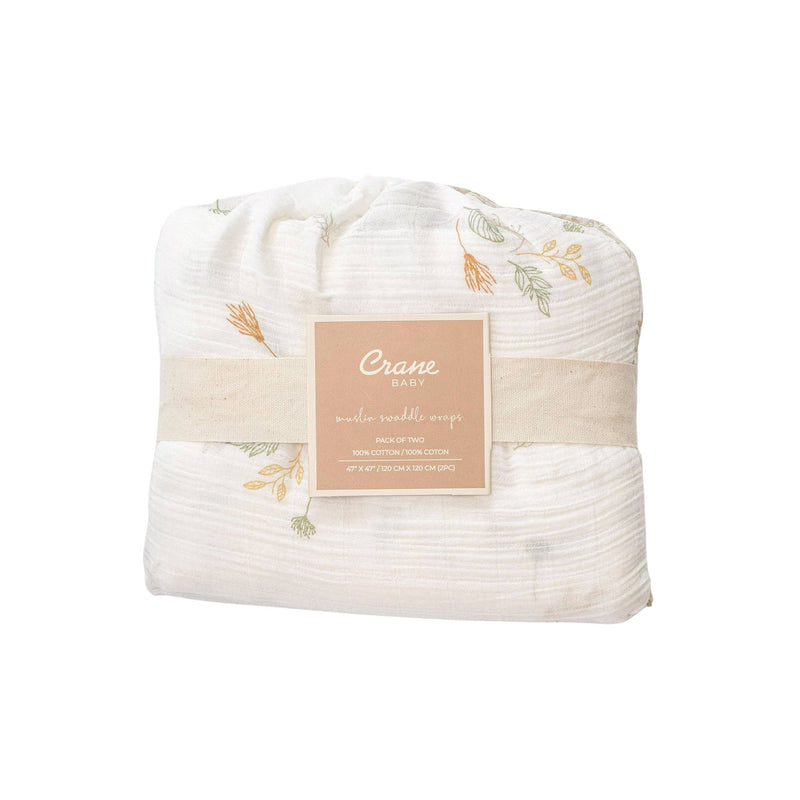 package of set of two organic cotton muslin baby swaddles 