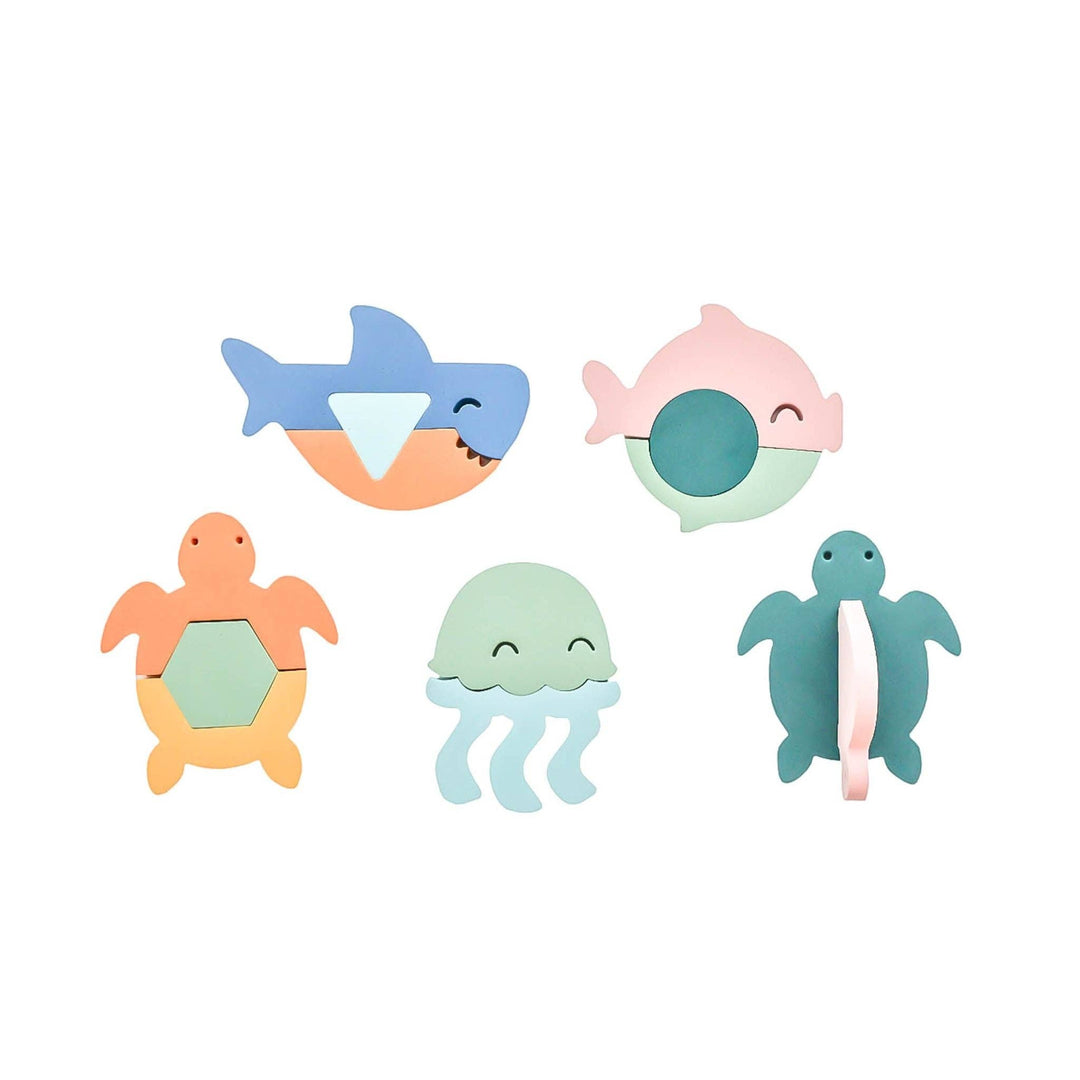 Copper Pearl Oceana foam bath playset with ocean animals, baby bath toys for sensory play and water activities