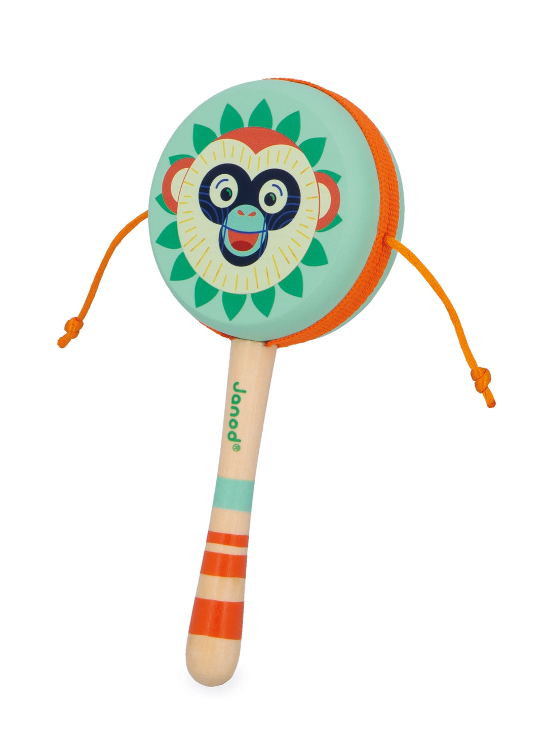 Colorful kids instrument, Janod Musical Forest Hand Drums with easy-grip handle, educational music toys for sensory development