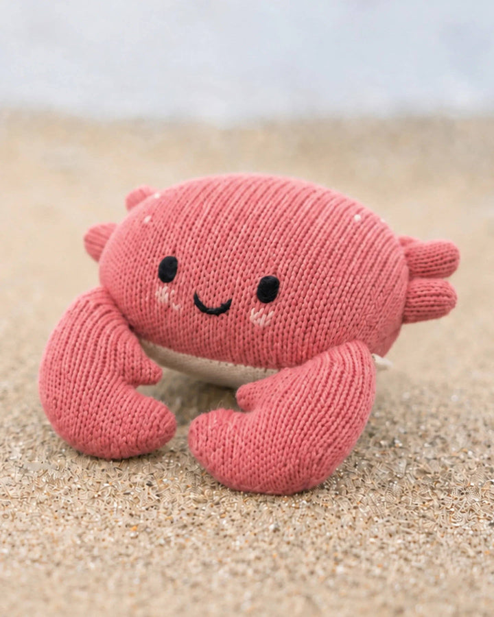 Crab plush toy for little hands, Cuddle + Kind Baby Crab, handmade in Peru and Nepal