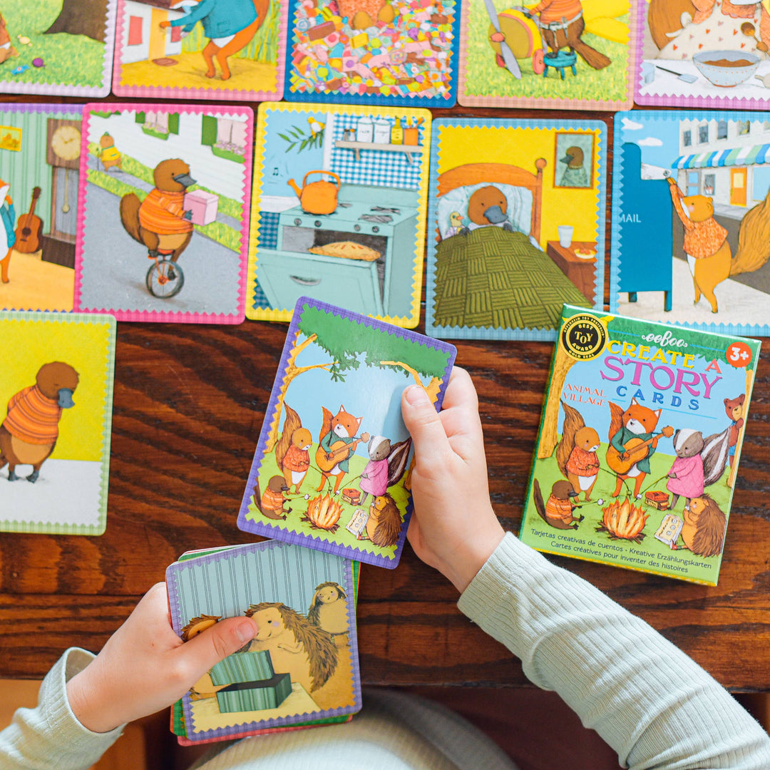 eeBoo Animal Village story cards close-up of illustrated village characters and settings