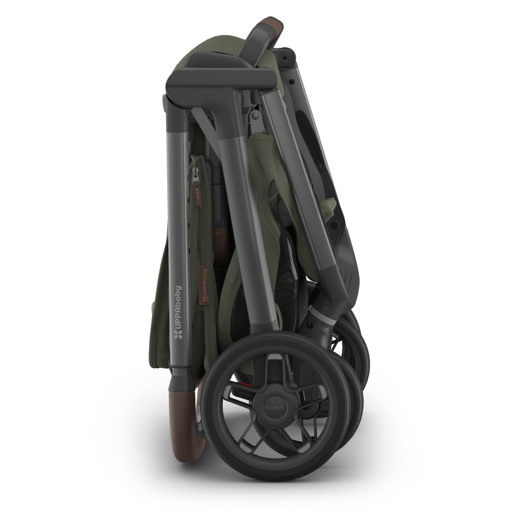 UPPAbaby Kona Stroller Evelyn folded side view — one-hand fold compact mid-size stroller