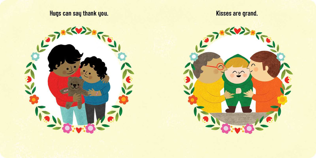 Colorful thank you illustration from Danna Smith children's board book about kindness