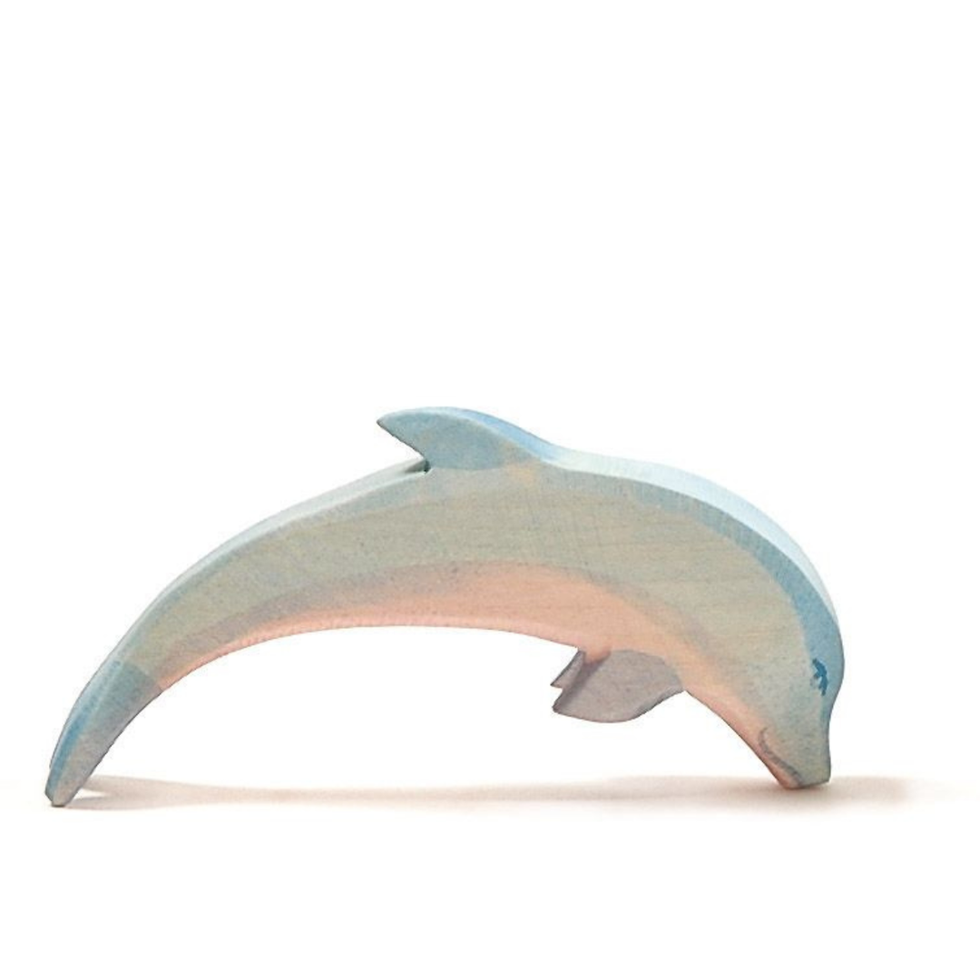 Ostheimer Dolphin, Low, a hand-carved wooden dolphin toy made in Germany