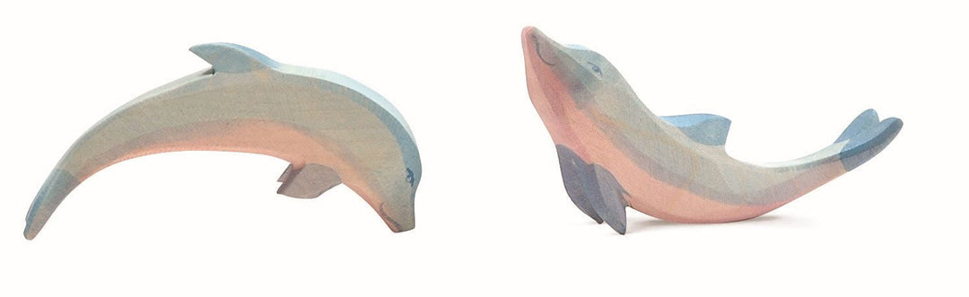 Dolphin, High by Ostheimer, a hand-painted wooden dolphin toy for open-ended play