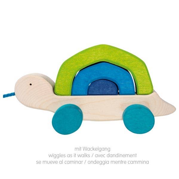 handmade wooden goki push tortoise toy 