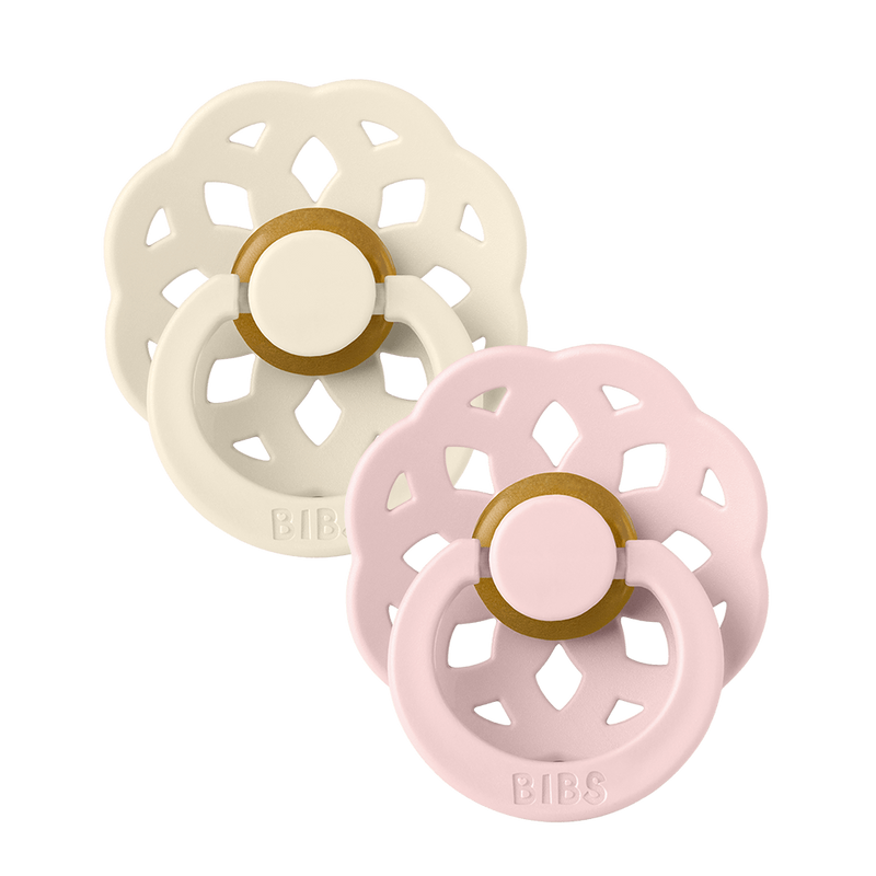 Boheme Pacifier 2-Pack in Ivory/Blossom by BIBS, perfect baby pacifiers with a stylish and soothing design.