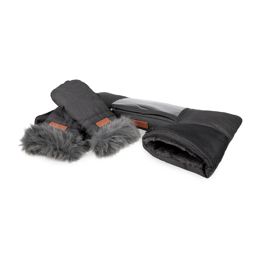 Wonderfold Stroller Wagon Mittens in black, cozy stroller accessories designed for comfort during cold-weather strolls.