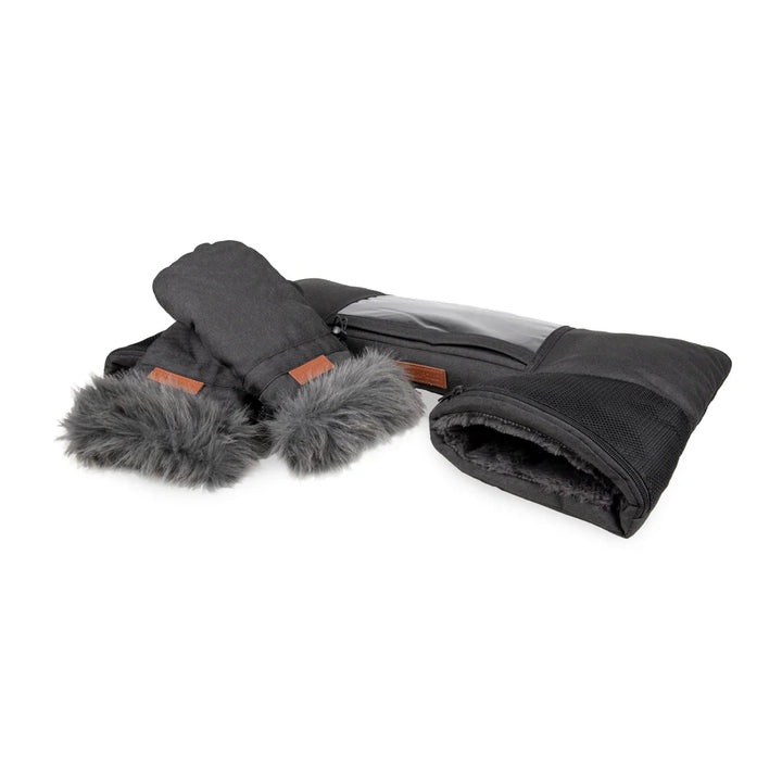 Wonderfold Stroller Wagon Mittens in black, cozy stroller accessories designed for comfort during cold-weather strolls.