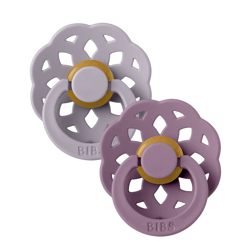Fossil Grey & Mauve BIBS Boheme Pacifiers 2 Pack, top pacifier for newborn.