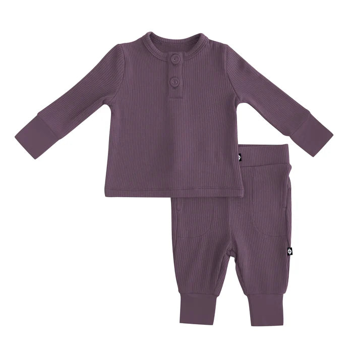 Kyte baby clothes Henley set in Currant