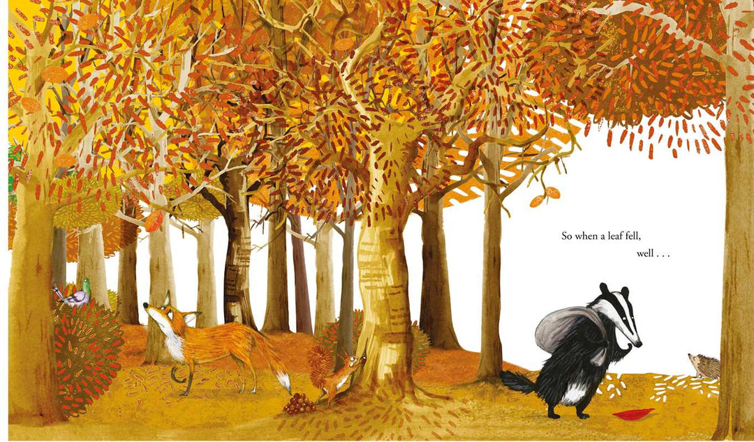 Tidy hardcover autumn forest spread from Simon & Schuster, a picture book for kids about nature